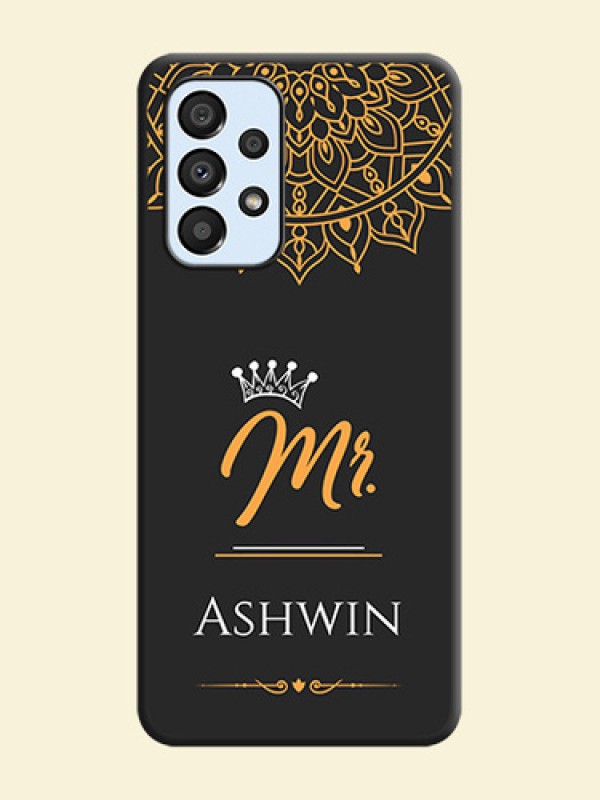 Mr Name with Floral Design  on Personalised Space Black Soft Matte Cases - Galaxy A33 5G