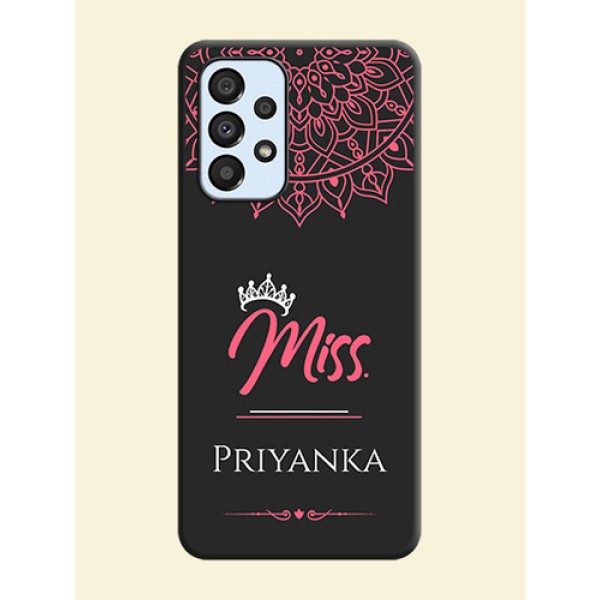 Mrs Name with Floral Design on Space Black Personalized Soft Matte Phone Covers - Galaxy A33 5G Mrs Name with Floral Design on Space Black Personalized Soft Matte Phone Covers - Galaxy A33 5G