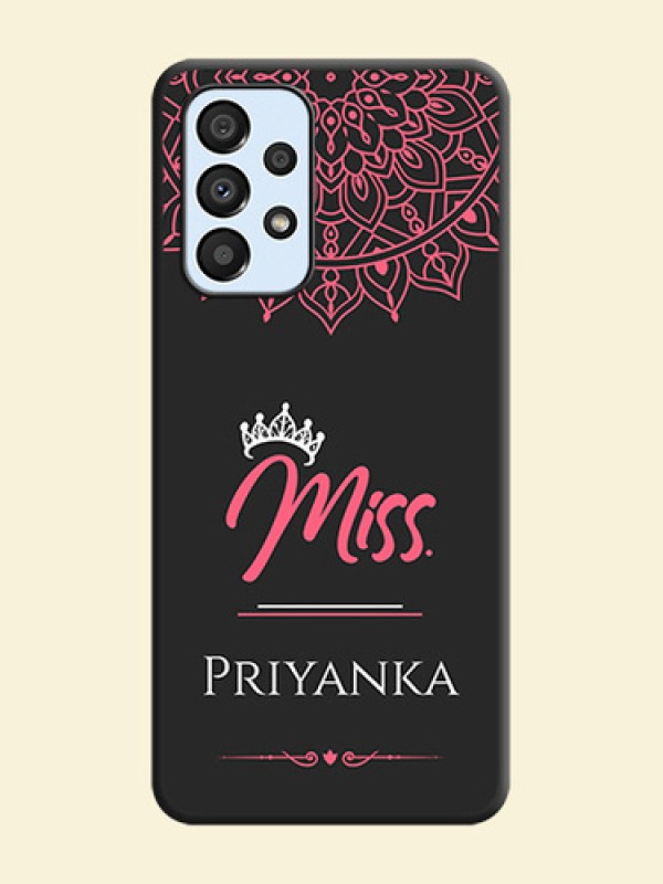 Mrs Name with Floral Design on Space Black Personalized Soft Matte Phone Covers - Galaxy A33 5G