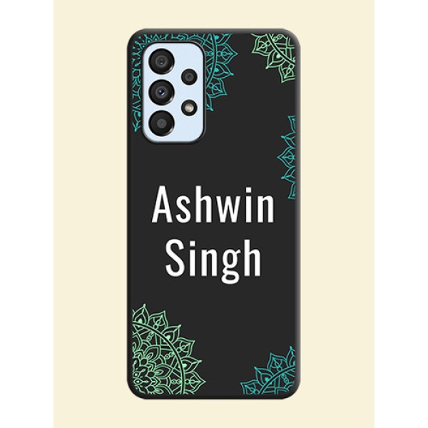 Your Name with Floral Design on Space Black Custom Soft Matte Back Cover - Galaxy A33 5G