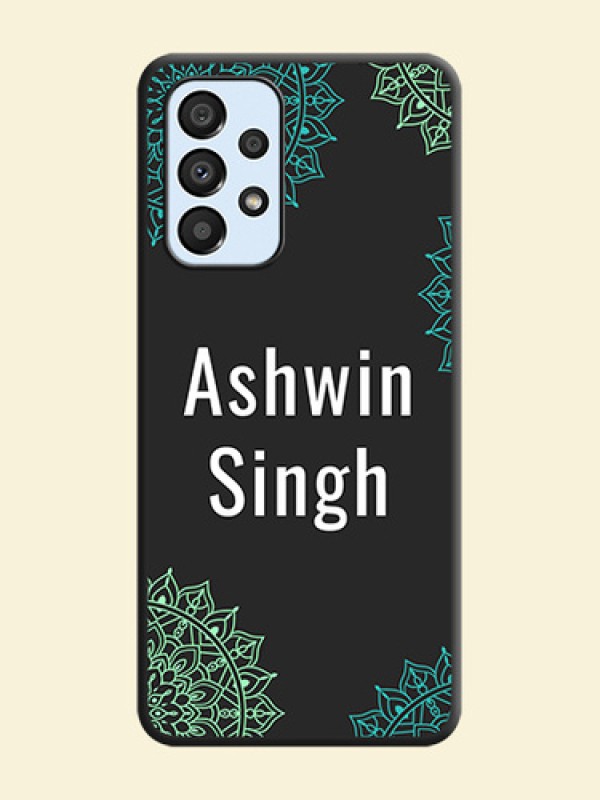 Your Name with Floral Design on Space Black Custom Soft Matte Back Cover - Galaxy A33 5G