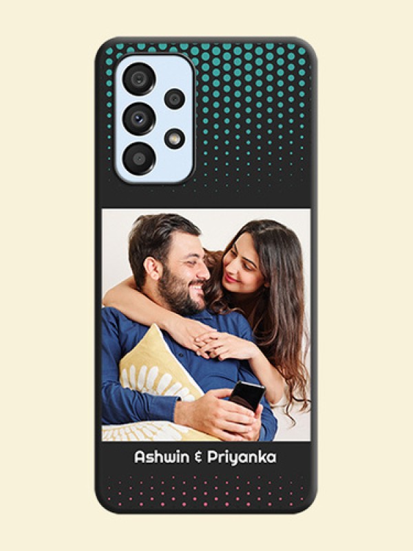 Faded Dots with Grunge Photo Frame and Text on Space Black Custom Soft Matte Phone Cases - Galaxy A33 5G