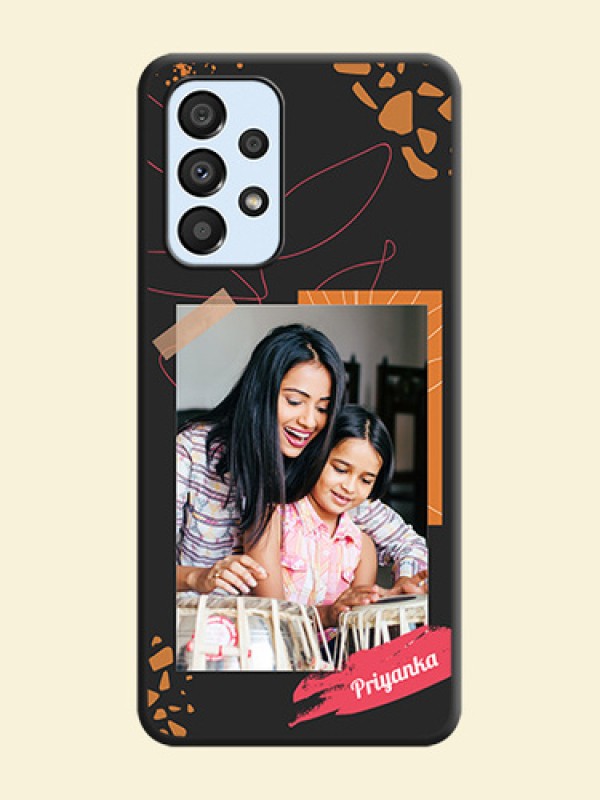 Orange Photo Frame on Space Black Custom Soft Matte Phone Back Cover - Galaxy A33 5G