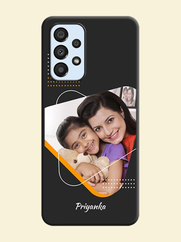 Yellow Triangle on Photo on Space Black Soft Matte Phone Cover - Galaxy A33 5G