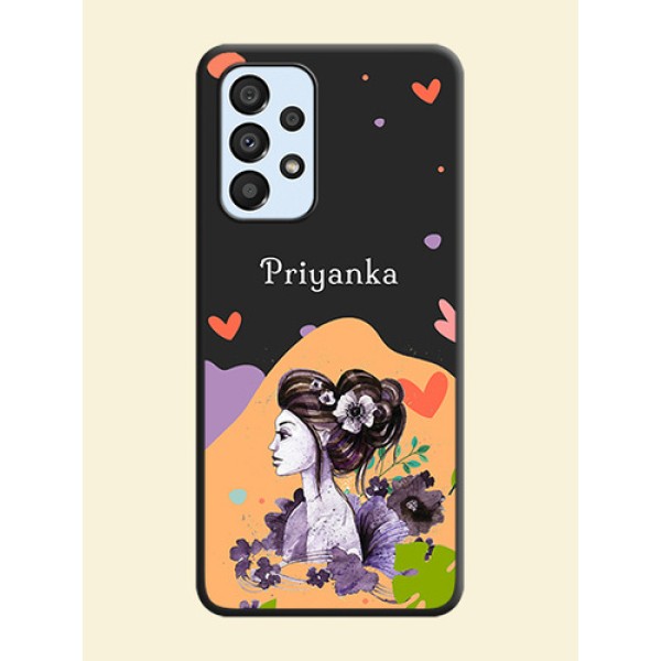 Namecase For Her With Fancy Lady Image On Space Black Personalized Soft Matte Phone Covers -Samsung Galaxy A33 5G