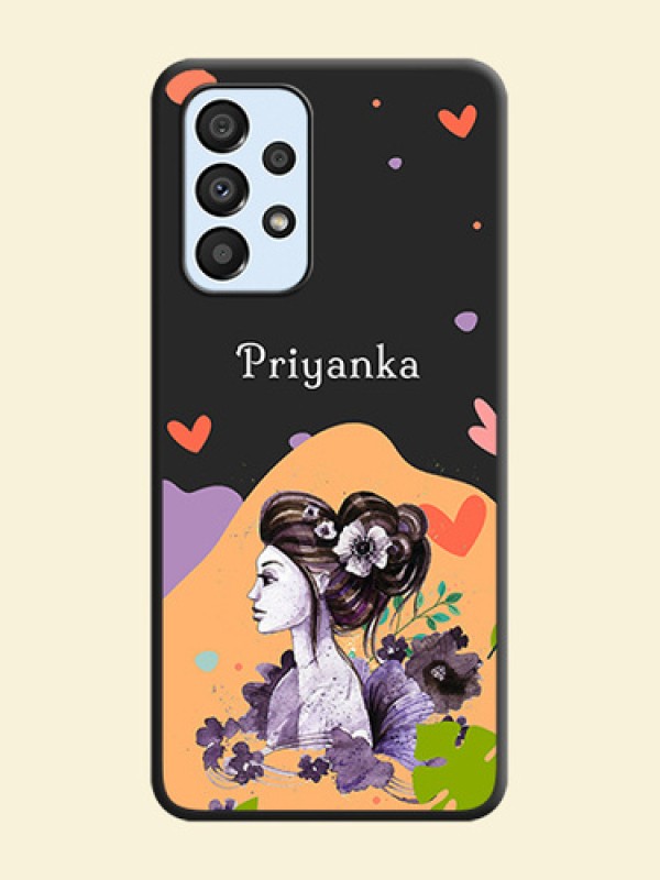 Namecase For Her With Fancy Lady Image On Space Black Personalized Soft Matte Phone Covers -Samsung Galaxy A33 5G