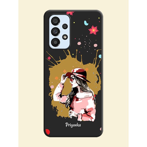 Mordern Lady With Color Splash Background With Custom Text On Space Black Personalized Soft Matte Phone Covers -Samsung Galaxy A33 5G