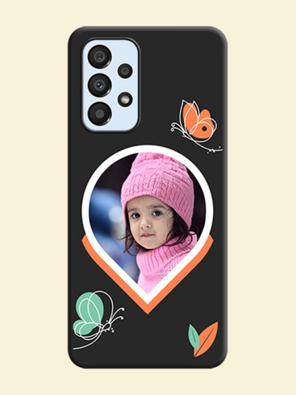 Upload Pic With Simple Butterly Design On Space Black Personalized Soft Matte Phone Covers -Samsung Galaxy A33 5G