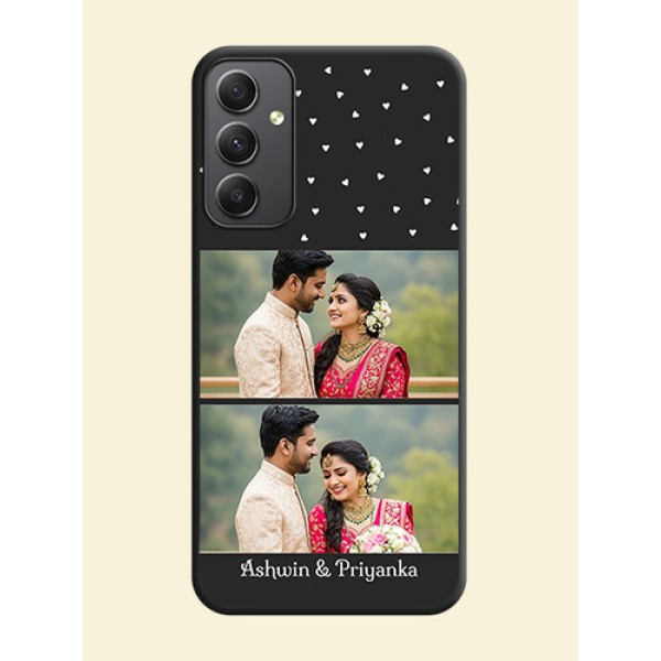 Miniature Love Symbols with Name on Space Black Custom Soft Matte Back Cover - Galaxy A34 5G Miniature Love Symbols with Name on Space Black Custom Soft Matte Back Cover - Galaxy A34 5G