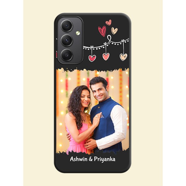 Pink Love Hangings with Name on Space Black Custom Soft Matte Phone Cases - Galaxy A34 5G Pink Love Hangings with Name on Space Black Custom Soft Matte Phone Cases - Galaxy A34 5G