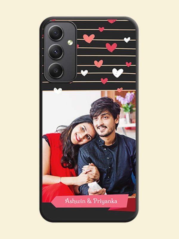 Love Pattern with Name on Pink Ribbon  on Photo on Space Black Soft Matte Back Cover - Galaxy A34 5G