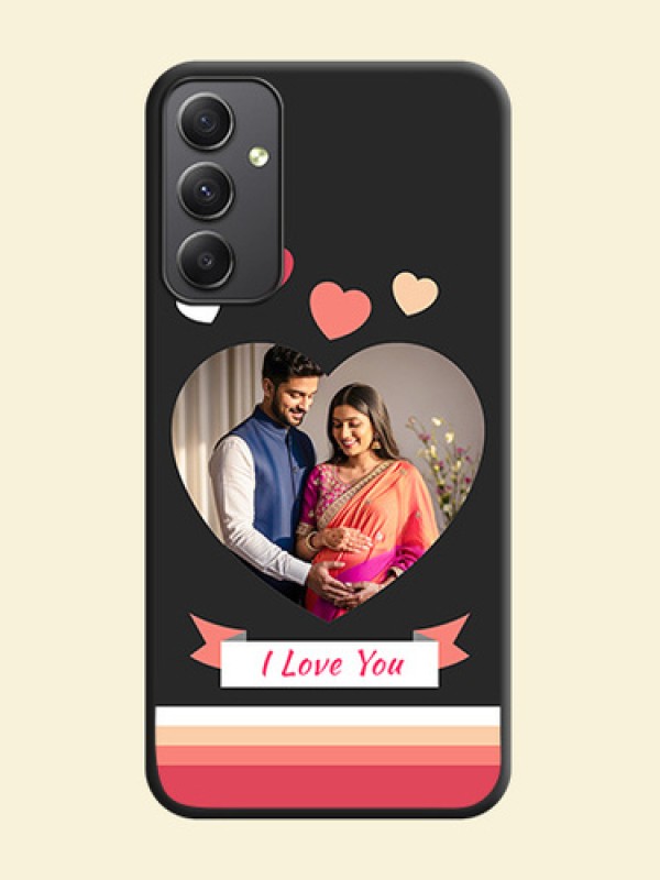 Love Shaped Photo with Colorful Stripes on Personalised Space Black Soft Matte Cases - Galaxy A34 5G