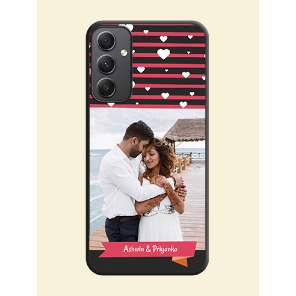White Color Love Symbols with Pink Lines Pattern on Space Black Custom Soft Matte Phone Cases - Galaxy A34 5G White Color Love Symbols with Pink Lines Pattern on Space Black Custom Soft Matte Phone Cases - Galaxy A34 5G