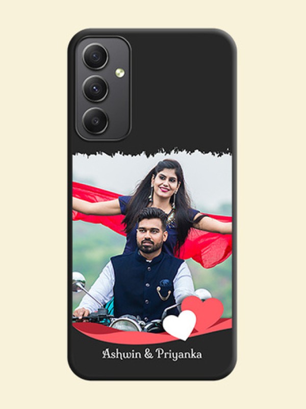 Pin Color Love Shaped Ribbon Design with Text on Space Black Custom Soft Matte Phone Back Cover - Galaxy A34 5G