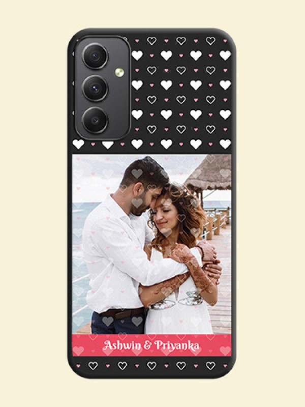 White Color Love Symbols with Text Design on Photo on Space Black Soft Matte Phone Cover - Galaxy A34 5G