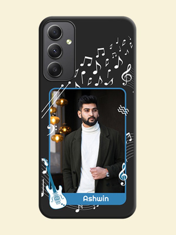 Musical Theme Design with Text on Photo on Space Black Soft Matte Mobile Case - Galaxy A34 5G