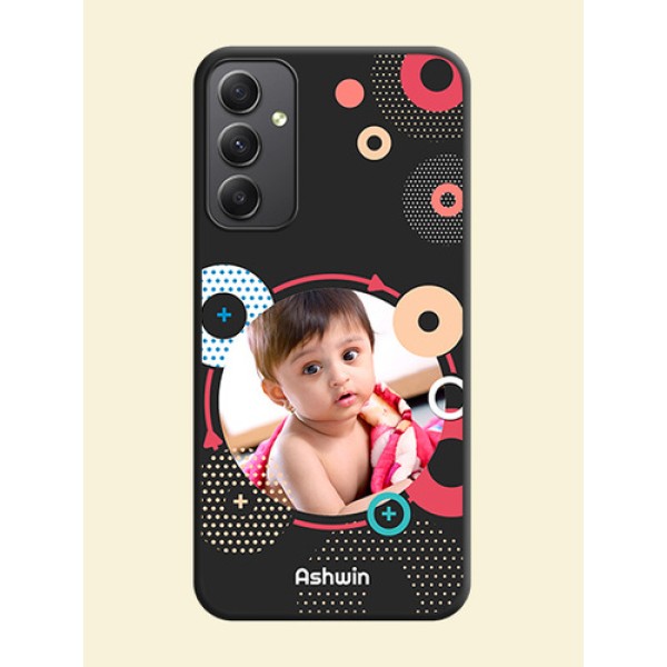 Multicoloured Round Image on Personalised Space Black Soft Matte Cases - Galaxy A34 5G Multicoloured Round Image on Personalised Space Black Soft Matte Cases - Galaxy A34 5G