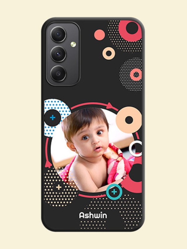 Multicoloured Round Image on Personalised Space Black Soft Matte Cases - Galaxy A34 5G