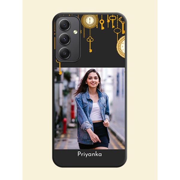Decorative Design with Text on Space Black Custom Soft Matte Back Cover - Galaxy A34 5G Decorative Design with Text on Space Black Custom Soft Matte Back Cover - Galaxy A34 5G