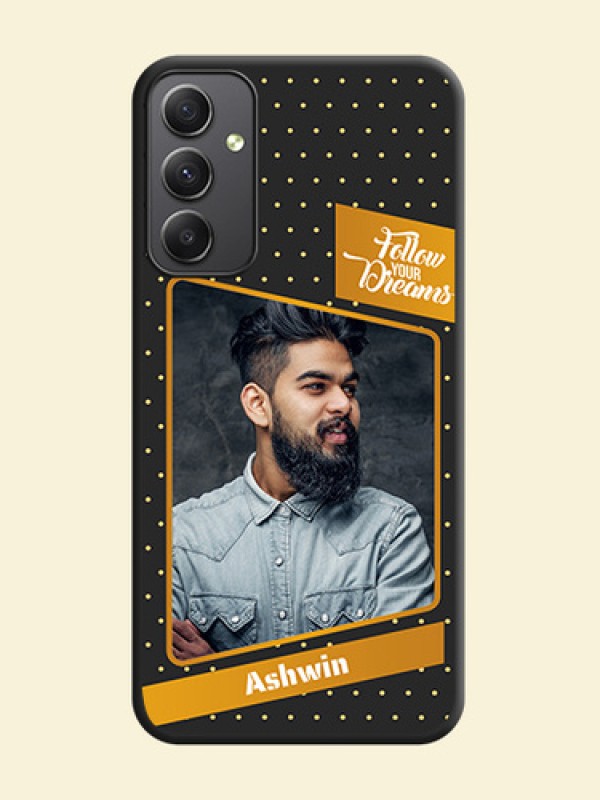 Follow Your Dreams with White Dots on Space Black Custom Soft Matte Phone Cases - Galaxy A34 5G