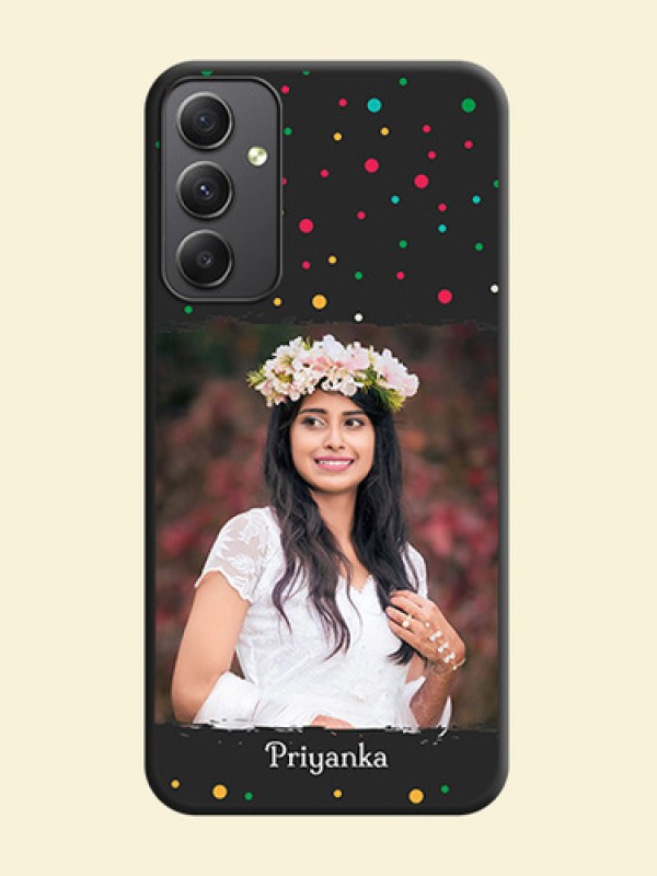 Multicolor Dotted Pattern with Text on Space Black Custom Soft Matte Phone Back Cover - Galaxy A34 5G
