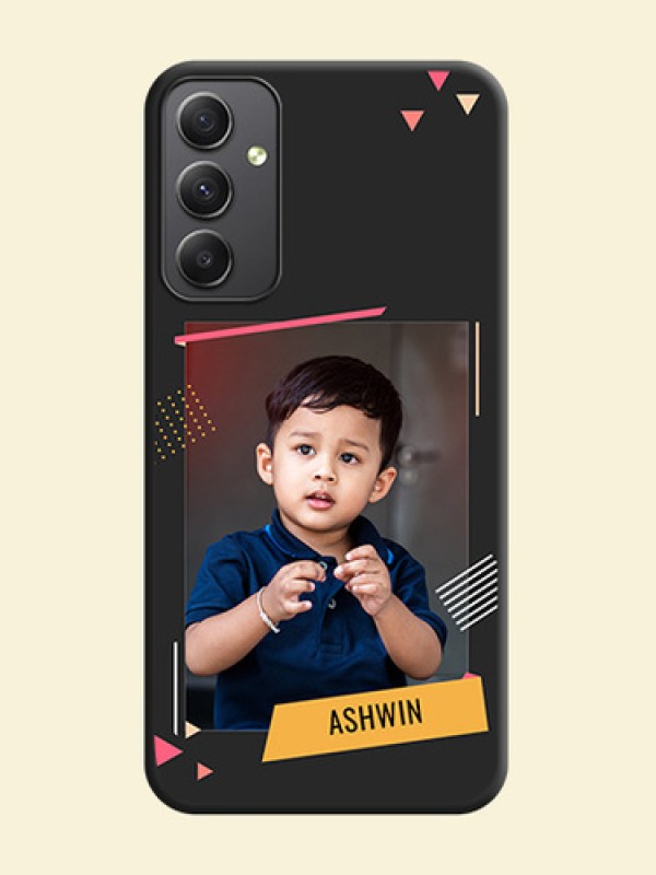 Photo Frame with Triangle Small Dots on Photo on Space Black Soft Matte Back Cover - Galaxy A34 5G