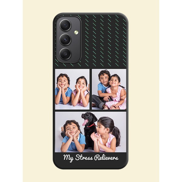Cross Dotted Pattern with 2 Image Holder on Personalised Space Black Soft Matte Cases - Galaxy A34 5G Cross Dotted Pattern with 2 Image Holder on Personalised Space Black Soft Matte Cases - Galaxy A34 5G
