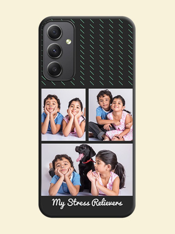 Cross Dotted Pattern with 2 Image Holder  on Personalised Space Black Soft Matte Cases - Galaxy A34 5G
