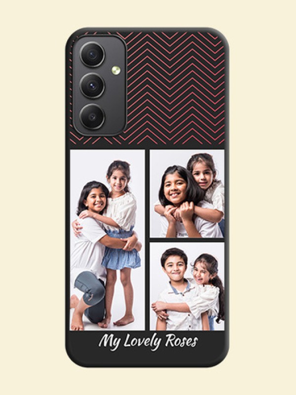Wave Pattern with 3 Image Holder on Space Black Custom Soft Matte Back Cover - Galaxy A34 5G