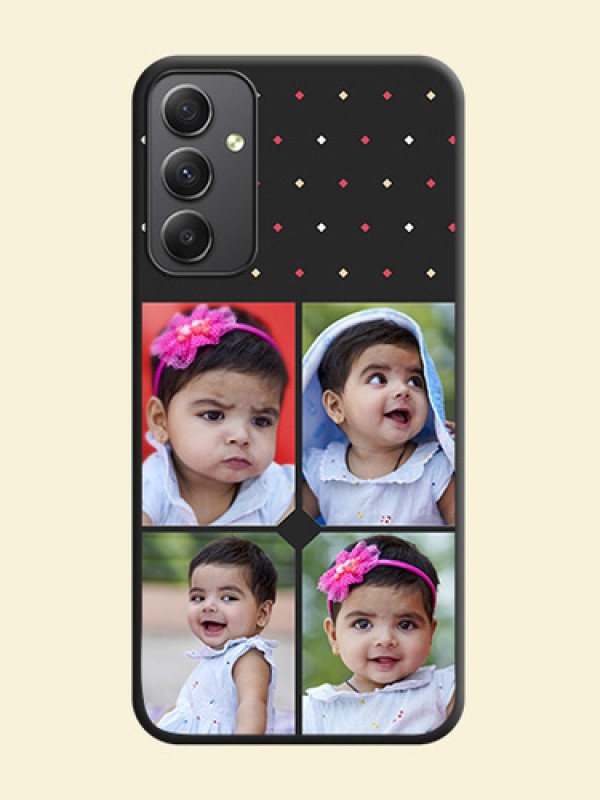 Multicolor Dotted Pattern with 4 Image Holder on Space Black Custom Soft Matte Phone Cases - Galaxy A34 5G