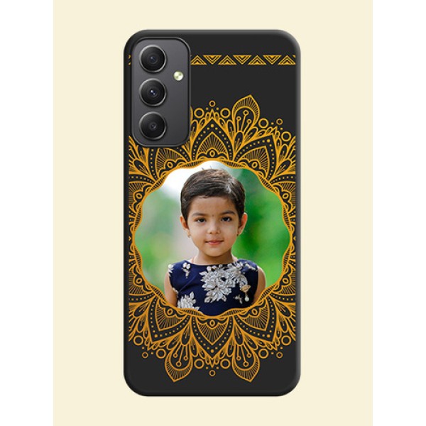 Round Image with Floral Design on Photo on Space Black Soft Matte Mobile Cover - Galaxy A34 5G Round Image with Floral Design on Photo on Space Black Soft Matte Mobile Cover - Galaxy A34 5G