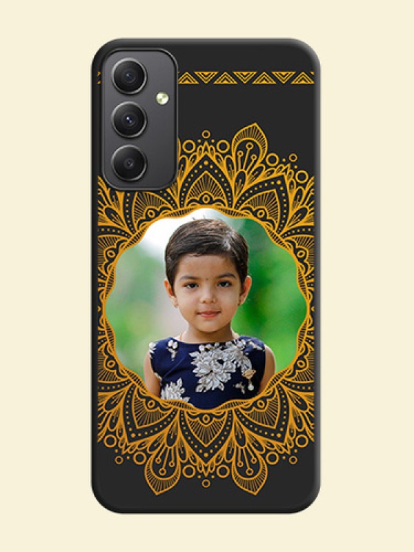 Round Image with Floral Design on Photo on Space Black Soft Matte Mobile Cover - Galaxy A34 5G