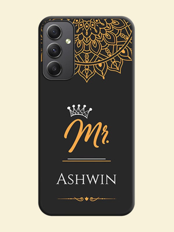 Mr Name with Floral Design  on Personalised Space Black Soft Matte Cases - Galaxy A34 5G