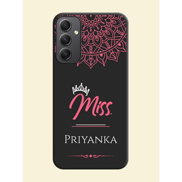 Mrs Name with Floral Design on Space Black Personalized Soft Matte Phone Covers - Galaxy A34 5G Mrs Name with Floral Design on Space Black Personalized Soft Matte Phone Covers - Galaxy A34 5G