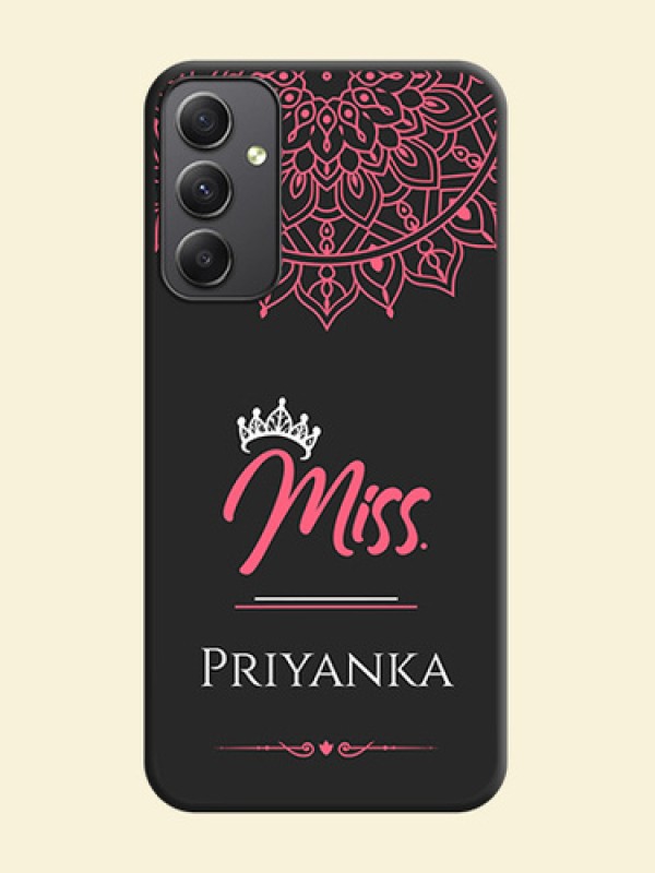 Mrs Name with Floral Design on Space Black Personalized Soft Matte Phone Covers - Galaxy A34 5G