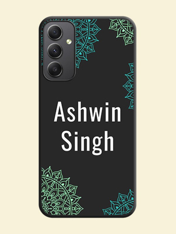Your Name with Floral Design on Space Black Custom Soft Matte Back Cover - Galaxy A34 5G