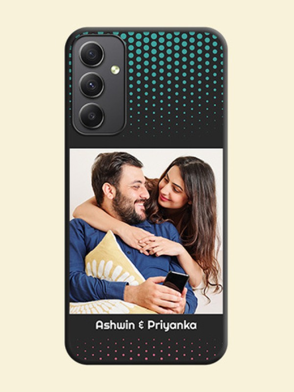 Faded Dots with Grunge Photo Frame and Text on Space Black Custom Soft Matte Phone Cases - Galaxy A34 5G