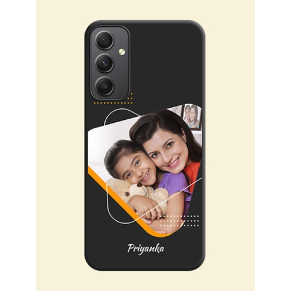 Yellow Triangle on Photo on Space Black Soft Matte Phone Cover - Galaxy A34 5G Yellow Triangle on Photo on Space Black Soft Matte Phone Cover - Galaxy A34 5G