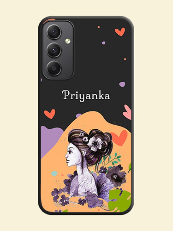 Namecase For Her With Fancy Lady Image On Space Black Personalized Soft Matte Phone Covers -Samsung Galaxy A34 5G