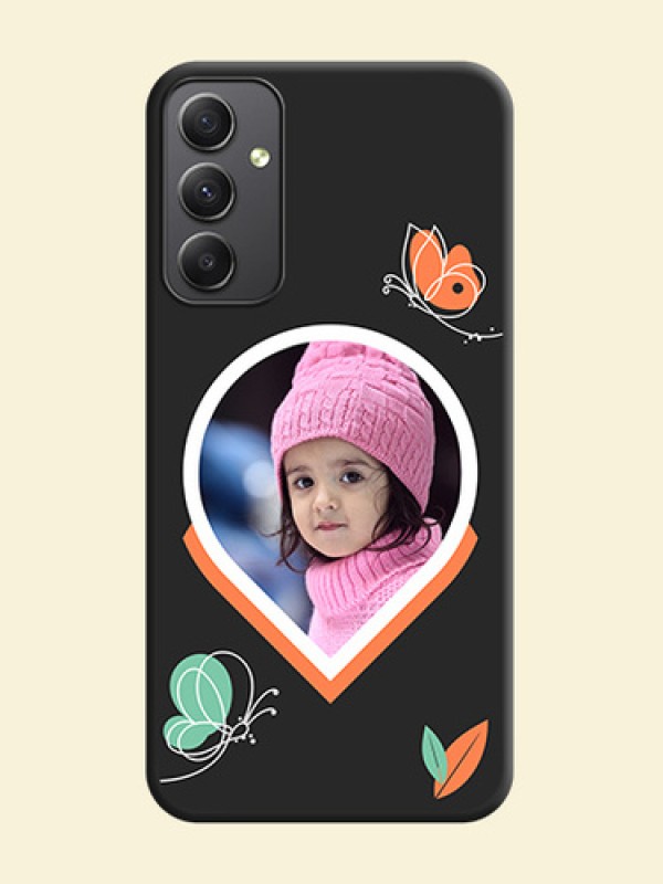 Upload Pic With Simple Butterly Design On Space Black Personalized Soft Matte Phone Covers -Samsung Galaxy A34 5G