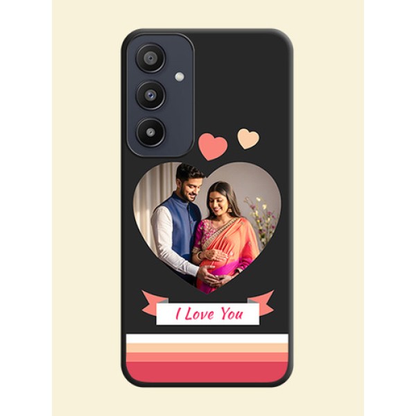 Love Shaped Photo with Colorful Stripes on Personalised Space Black Soft Matte Cases - Galaxy A35 5G Love Shaped Photo with Colorful Stripes on Personalised Space Black Soft Matte Cases - Galaxy A35 5G