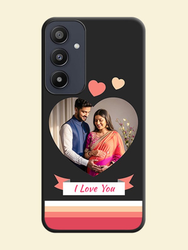 Love Shaped Photo with Colorful Stripes on Personalised Space Black Soft Matte Cases - Galaxy A35 5G