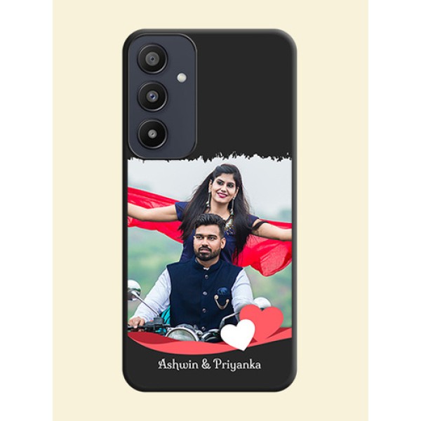 Pink Color Love Shaped Ribbon Design with Text on Space Black Custom Soft Matte Phone Back Cover - Galaxy A35 5G