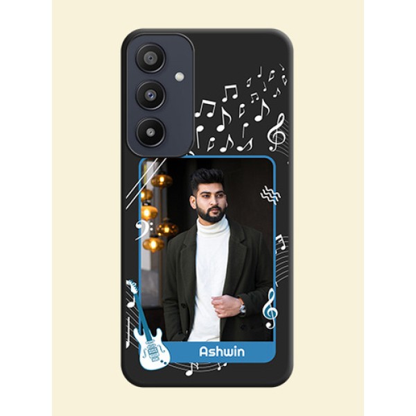 Musical Theme Design with Text - Photo on Space Black Soft Matte Mobile Case - Galaxy A35 5G
