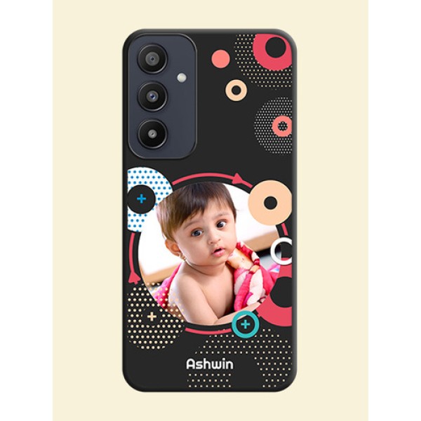 Multicoloured Round Image on Personalised Space Black Soft Matte Cases - Galaxy A35 5G Multicoloured Round Image on Personalised Space Black Soft Matte Cases - Galaxy A35 5G