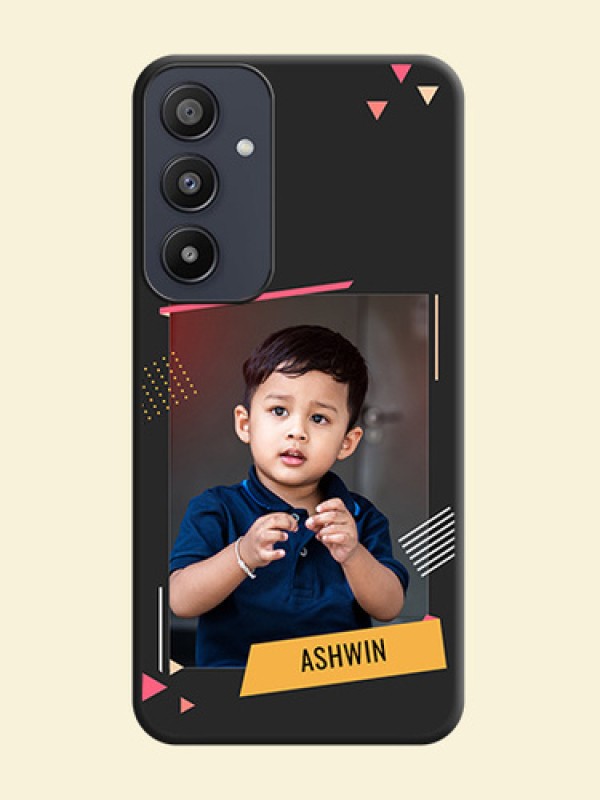 Photo Frame with Triangle Small Dots - Photo on Space Black Soft Matte Back Cover - Galaxy A35 5G