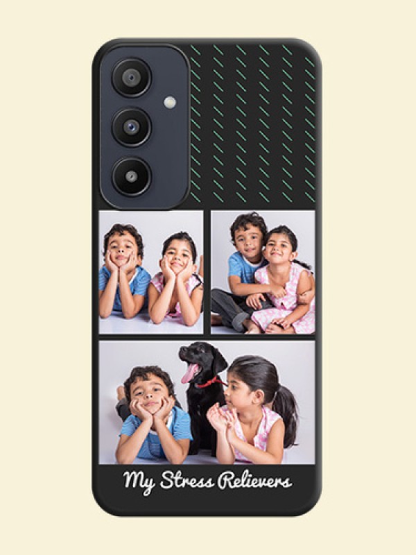 Cross Dotted Pattern with 2 Image Holder on Personalised Space Black Soft Matte Cases - Galaxy A35 5G