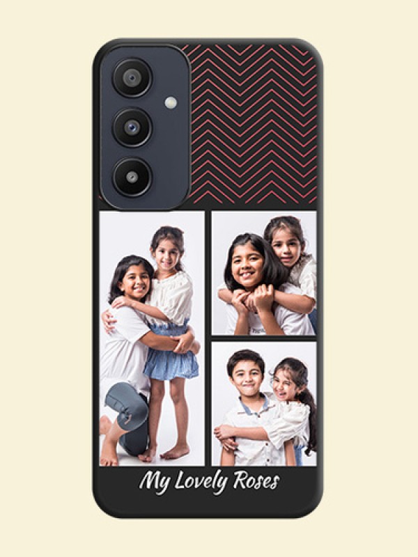 Wave Pattern with 3 Image Holder on Space Black Custom Soft Matte Back Cover - Galaxy A35 5G
