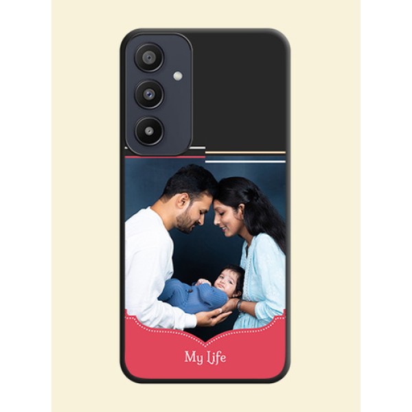 Classic Plain Design with Name - Photo on Space Black Soft Matte Phone Cover - Galaxy A35 5G