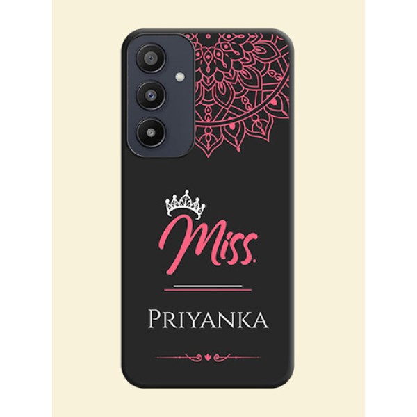 Mrs Name with Floral Design on Space Black Personalized Soft Matte Phone Covers - Galaxy A35 5G Mrs Name with Floral Design on Space Black Personalized Soft Matte Phone Covers - Galaxy A35 5G